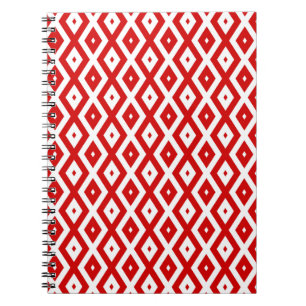 Cuaderno Patrón de diamante rojo y blanco