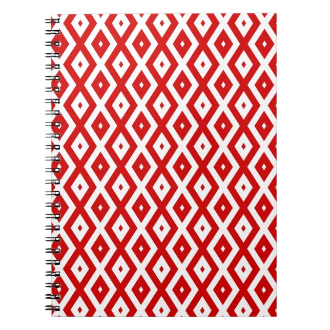 Cuaderno Patrón de diamante rojo y blanco (Frente)