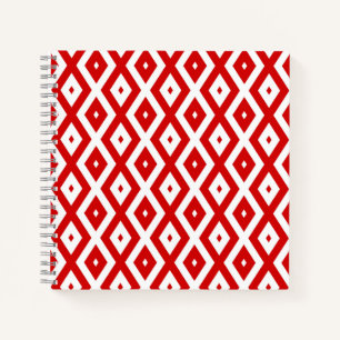 Cuaderno Patrón de diamante rojo y blanco