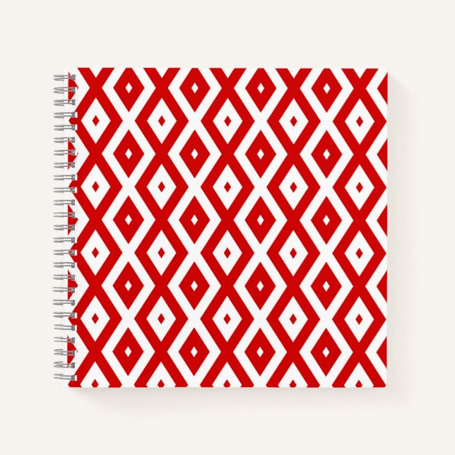 Cuaderno Patrón de diamante rojo y blanco (Anverso)