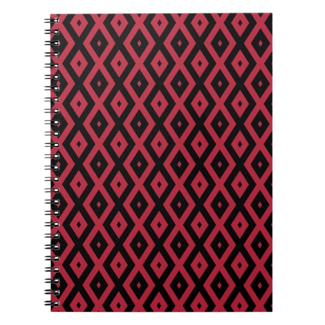 Cuaderno Patrón de diamante rojo y negro (Frente)
