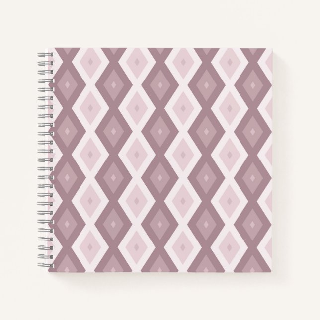 Cuaderno patrón de diamante rosa de cuarzo Rosa (Anverso)