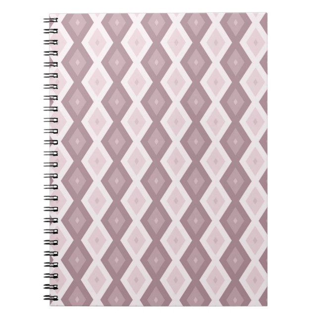 Cuaderno patrón de diamante rosa de cuarzo Rosa (Frente)