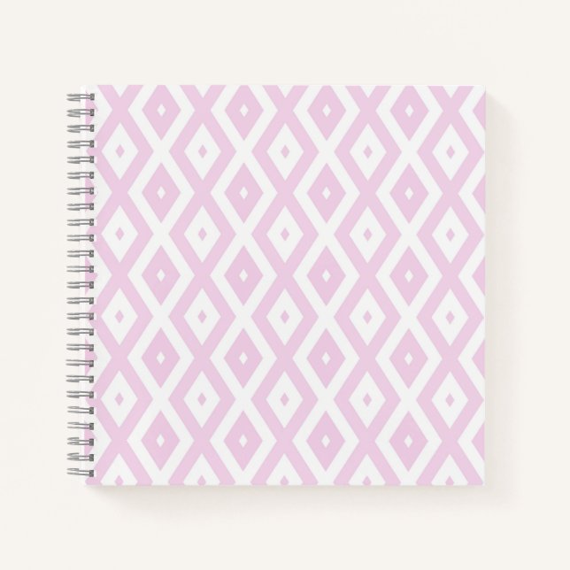 Cuaderno Patrón de diamante rosa pálido y blanco (Anverso)