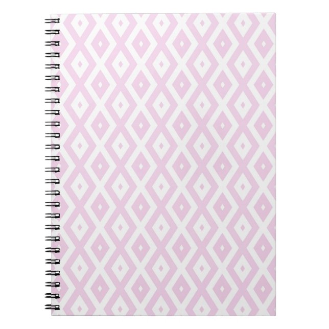 Cuaderno Patrón de diamante rosa pálido y blanco (Frente)