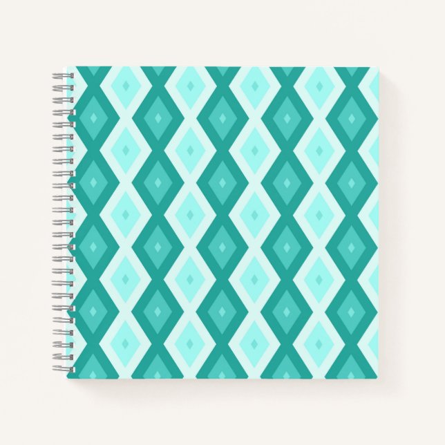 Cuaderno Patrón de diamante turquesa (Anverso)