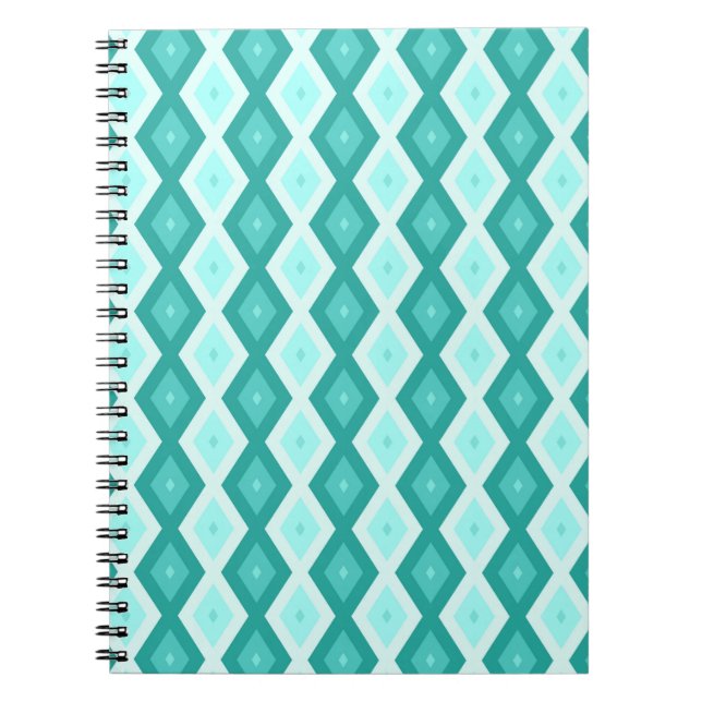 Cuaderno Patrón de diamante turquesa (Frente)