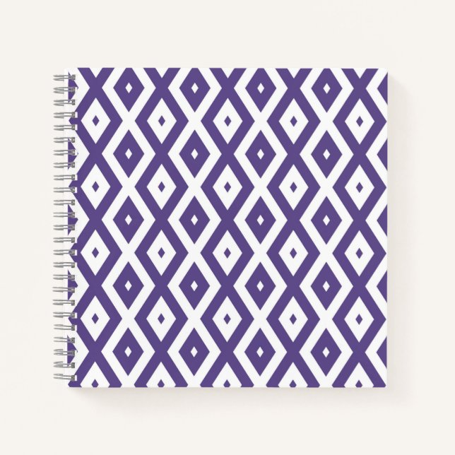 Cuaderno Patrón de diamante ultravioleta y blanco (Anverso)