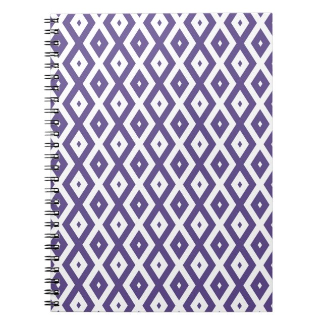 Cuaderno Patrón de diamante ultravioleta y blanco (Frente)