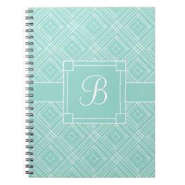 Cuaderno Patrón de diamante verde de la menta monogramada d