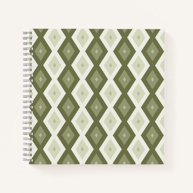 Cuaderno Patrón de diamante verde oliva (Anverso)