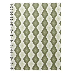 Cuaderno Patrón de diamante verde oliva