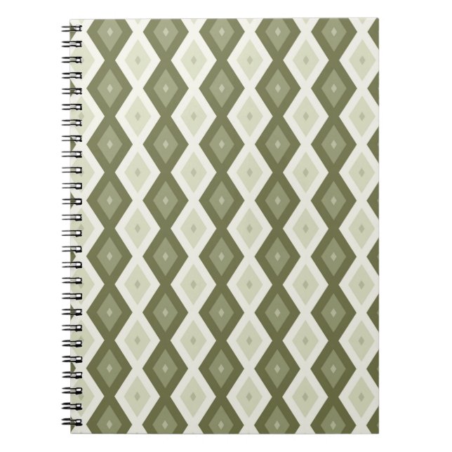 Cuaderno Patrón de diamante verde oliva (Frente)