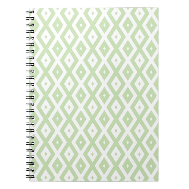 Cuaderno Patrón de diamante verde pálido y blanco (Frente)