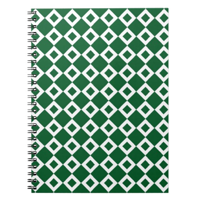 Cuaderno Patrón de diamante verde y blanco (Frente)