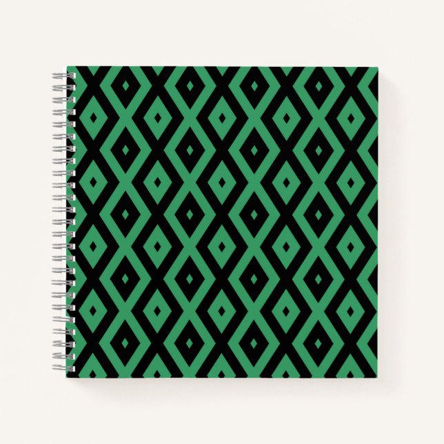 Cuaderno Patrón de diamante verde y negro (Anverso)