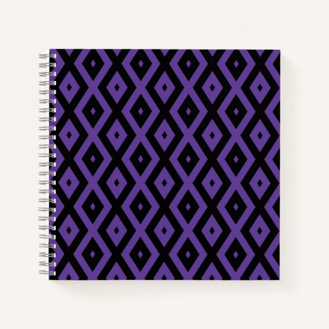 Cuaderno Patrón de diamante violento y negro (Anverso)
