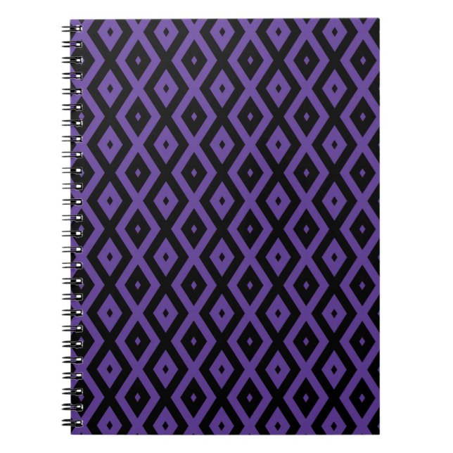 Cuaderno Patrón de diamante violento y negro (Frente)