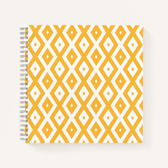 Cuaderno Patrón de diamantes amarillo y blanco soleado (Anverso)