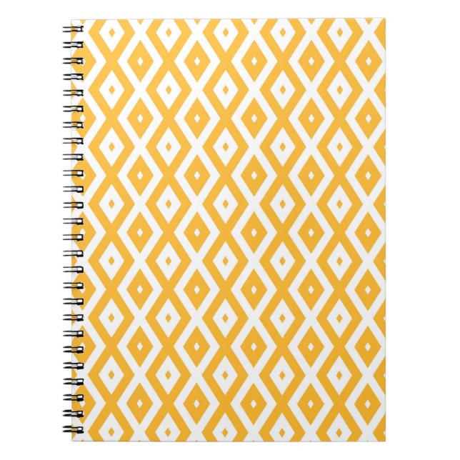 Cuaderno Patrón de diamantes amarillo y blanco soleado (Frente)