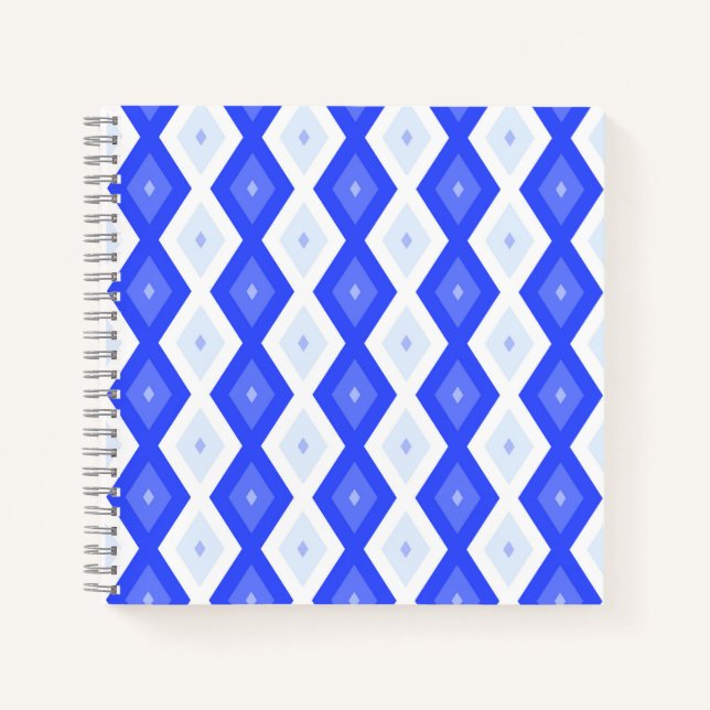 Cuaderno Patrón de diamantes azul real (Anverso)