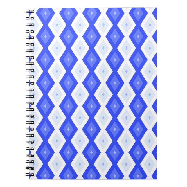 Cuaderno Patrón de diamantes azul real (Frente)