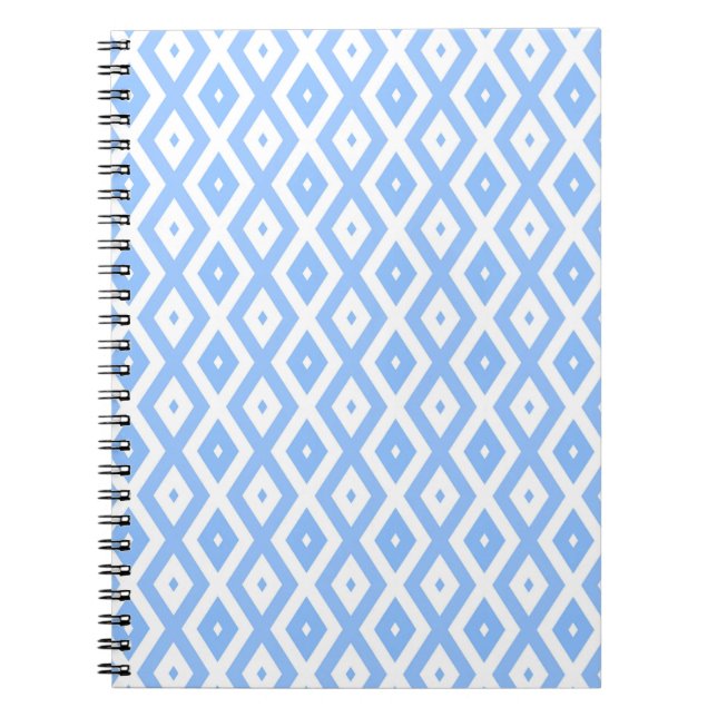 Cuaderno Patrón de diamantes azul y blanco (Frente)