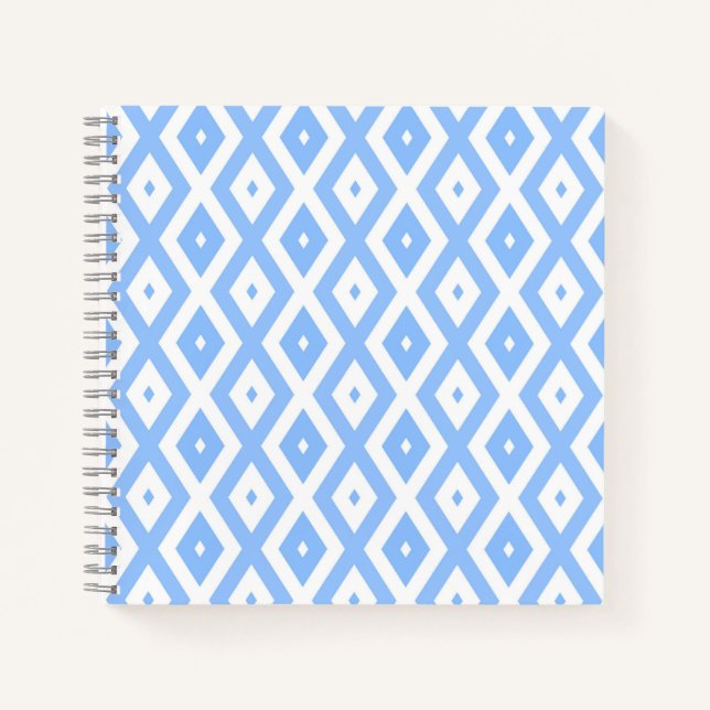 Cuaderno Patrón de diamantes azul y blanco (Anverso)