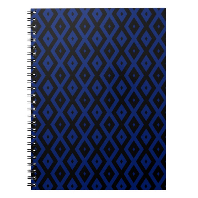 Cuaderno Patrón de diamantes azul y negro (Frente)