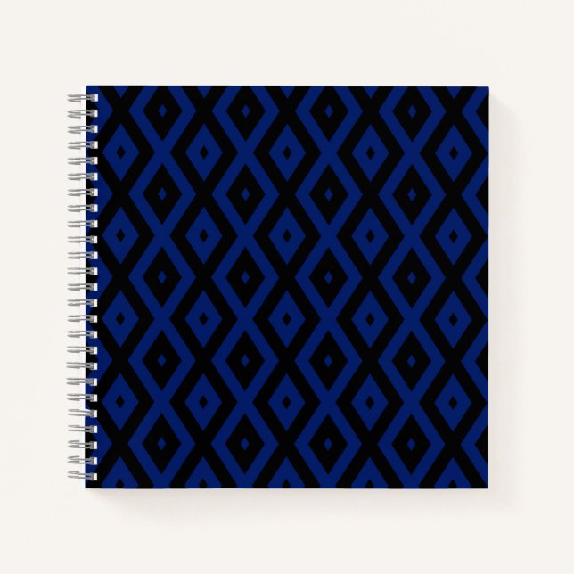 Cuaderno Patrón de diamantes azul y negro (Anverso)