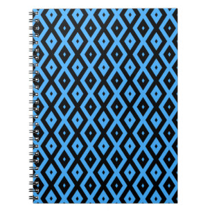 Cuaderno Patrón de diamantes azul y negro del cielo