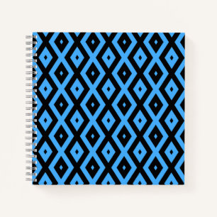 Cuaderno Patrón de diamantes azul y negro del cielo