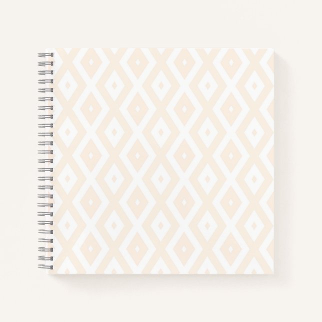Cuaderno Patrón de diamantes beige y blanco (Anverso)
