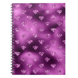 Cuaderno Patrón de Diamantes con Brillo Glam Ombre Púrpura