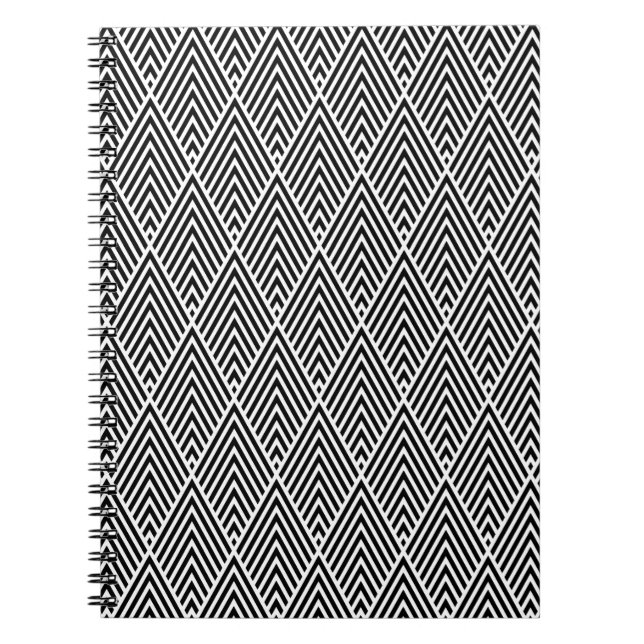 Cuaderno Patrón de diamantes de color blanco y negro (Frente)