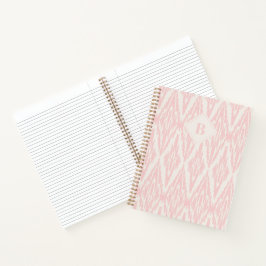 Cuaderno Patrón de diamantes de ikat en monograma rosa past