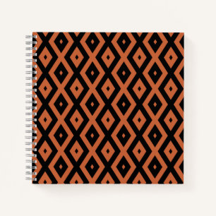 Cuaderno Patrón de diamantes de naranja y negro