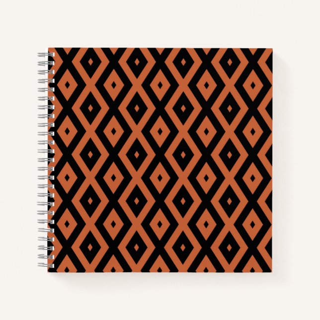 Cuaderno Patrón de diamantes de naranja y negro (Anverso)