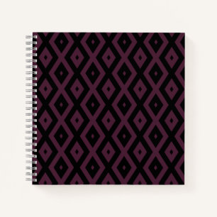 Cuaderno Patrón de diamantes de plumas y negro