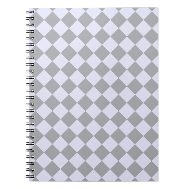 Cuaderno Patrón de diamantes en gris y lavanda (Frente)