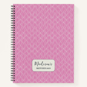 Cuaderno Patrón de diamantes Fuchsia Rosa Personalizado
