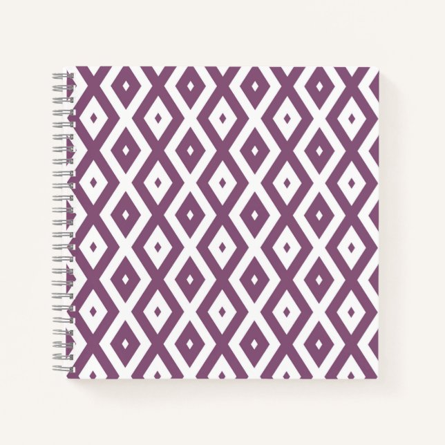 Cuaderno Patrón de diamantes malva y blanco (Anverso)