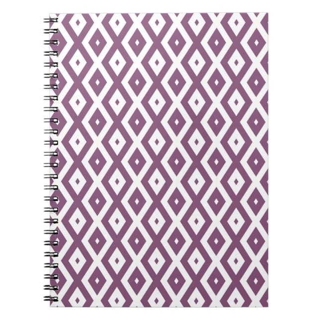 Cuaderno Patrón de diamantes malva y blanco (Frente)