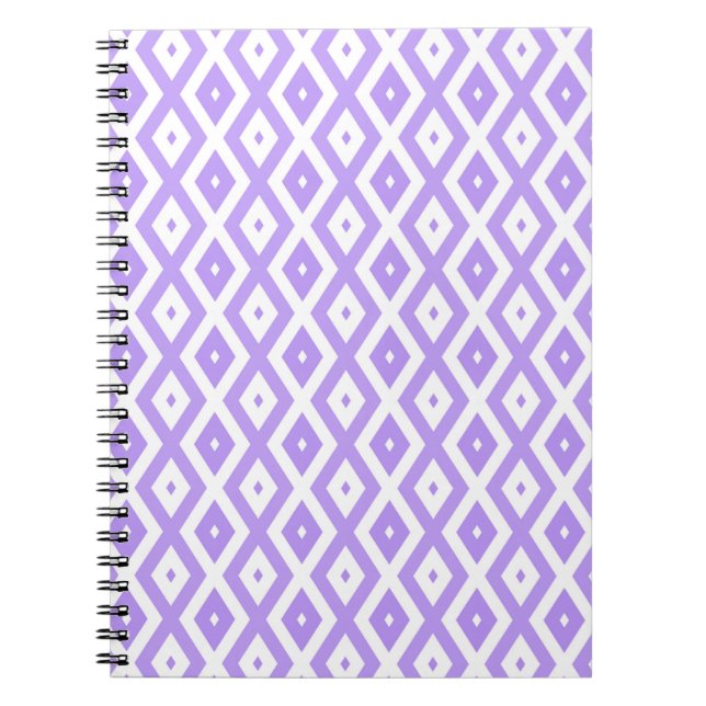 Cuaderno Patrón de diamantes morado y blanco (Frente)