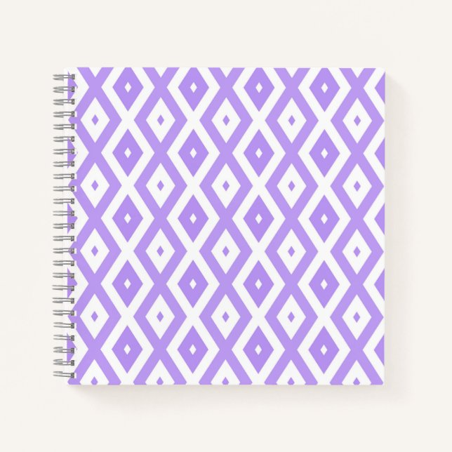 Cuaderno Patrón de diamantes morado y blanco (Anverso)