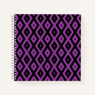 Cuaderno Patrón de diamantes morado y negro