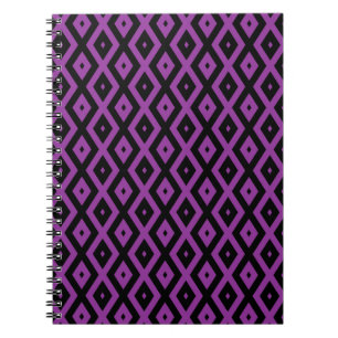 Cuaderno Patrón de diamantes morado y negro