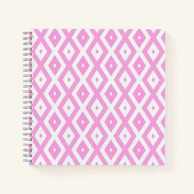 Cuaderno Patrón de diamantes rosa y blanco (Anverso)