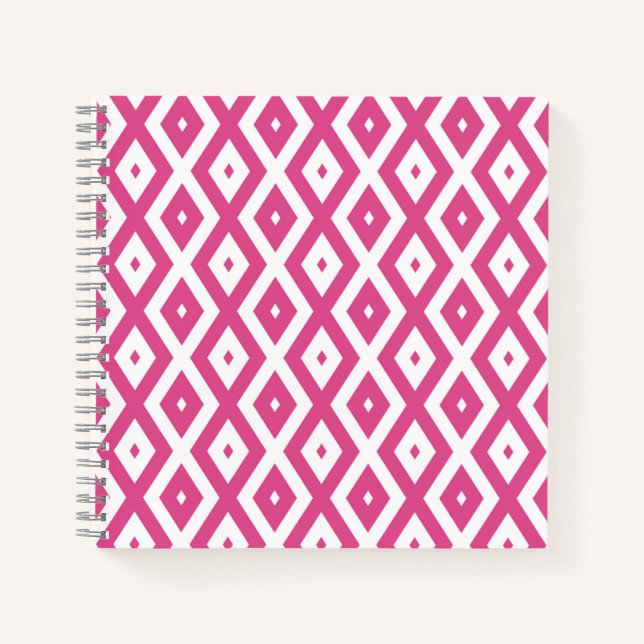 Cuaderno Patrón de diamantes rosa y blanco (Anverso)