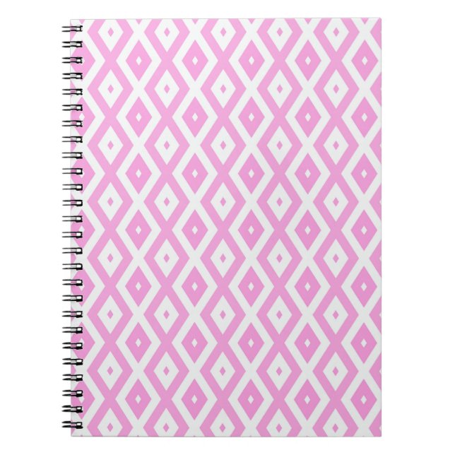 Cuaderno Patrón de diamantes rosa y blanco (Frente)